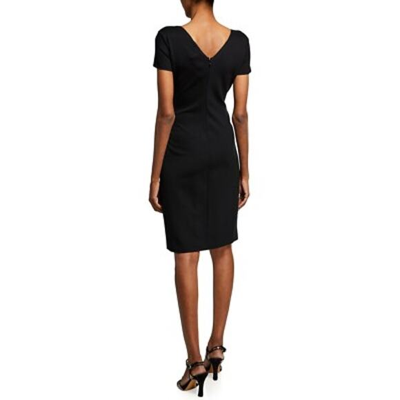 EMPORIO ARMANI Women's Cap-Sleeve‎ Gathered Waist Milano Dress Black IT50 US14 - Picture 2 of 8